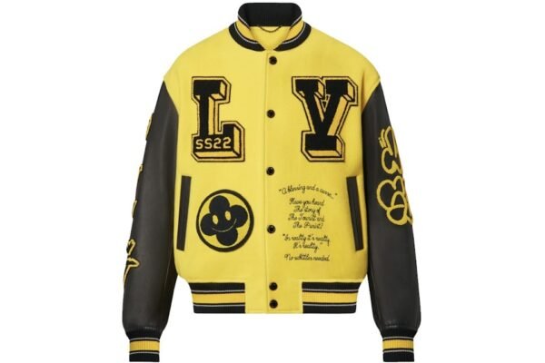 Giacca Louis Vuitton Leather Embroidered Varsity nero